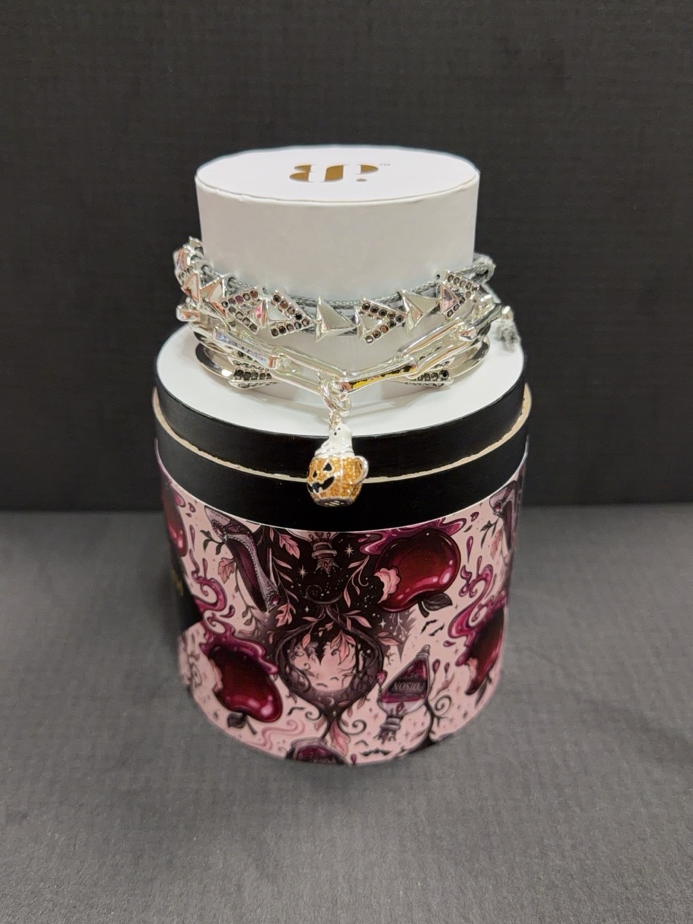 bp Silver-Tone Layered Bracelet with Gold Pumpkin Charm